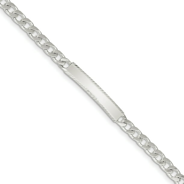 Sterling Silver Taille Diamant Gravé Bordure Lien ID Bracelet 7 Pouces "Bracelets"