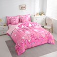 thumbnail image 3 of jejeloiu Kawaii Cartoon Bow 7-Piece Twin Bedding Sets,Pink Ice Cream Pattern Bedding Comforter Set For Girl Kids Reversible, 3 of 8