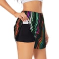 thumbnail image 3 of Lsque Colorful Stripes Printed Women's Running Shorts with Liner Pockets,Elastic Quick Dry Workout Athletic Gym Yoga Shorts,Womens High Waist Shorts-X-Large, 3 of 9
