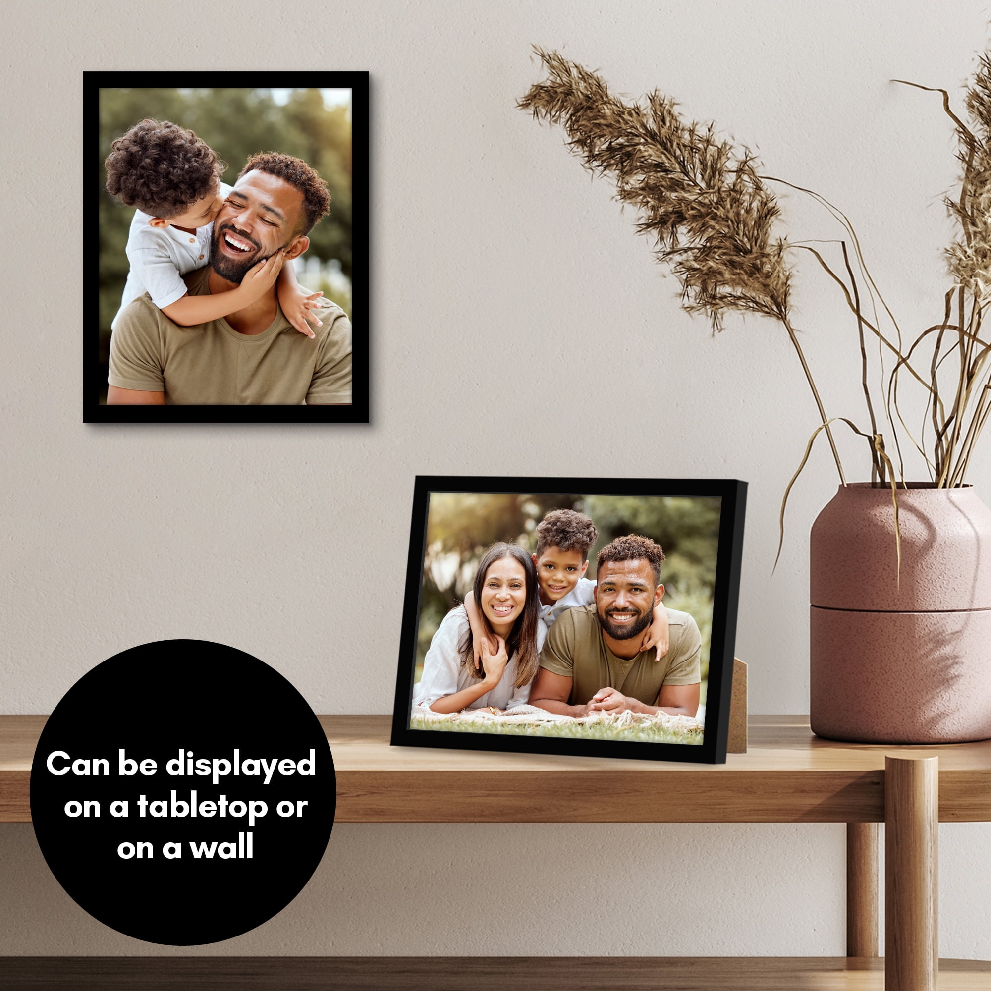 Americanflat 8x10 Picture Frame with Shatter-Resistant Glass Streamline Collection Thin Border Photo - Black