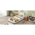 thumbnail image 3 of Twin Size Teddy Upholstered Daybed with Carton Ears Shaped Headboard, Upholstered Platform Bedwith No Box Spring Needed for Kids, Girls, Boys, White, 3 of 9