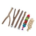 thumbnail image 3 of Bird Perch Stand Set, Rough  Bird Parakeet Stand Toys Wood Branch Platform Cage Accessories  For Small Birds For Paw Grinding Stick Toys, 3 of 7