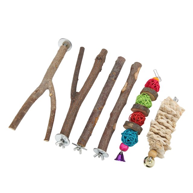 Juego De 6 Soportes De Madera Para Pájaros Soporte Para Guacamayos Tenedor Juguetes Hamaca Columpio Plataforma Colgante Para Loros Loros Con Cresta Loros Canarios Periquitos