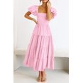 thumbnail image 3 of Vestido PRETTYGARDEN Rosa Medio con Mangas Abullonadas y Escote Cuadrado, 3 of 8