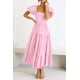 thumbnail image 3 of Vestido Midi PRETTYGARDEN Mujer Manga Corta Abullonada Rosa, 3 of 9