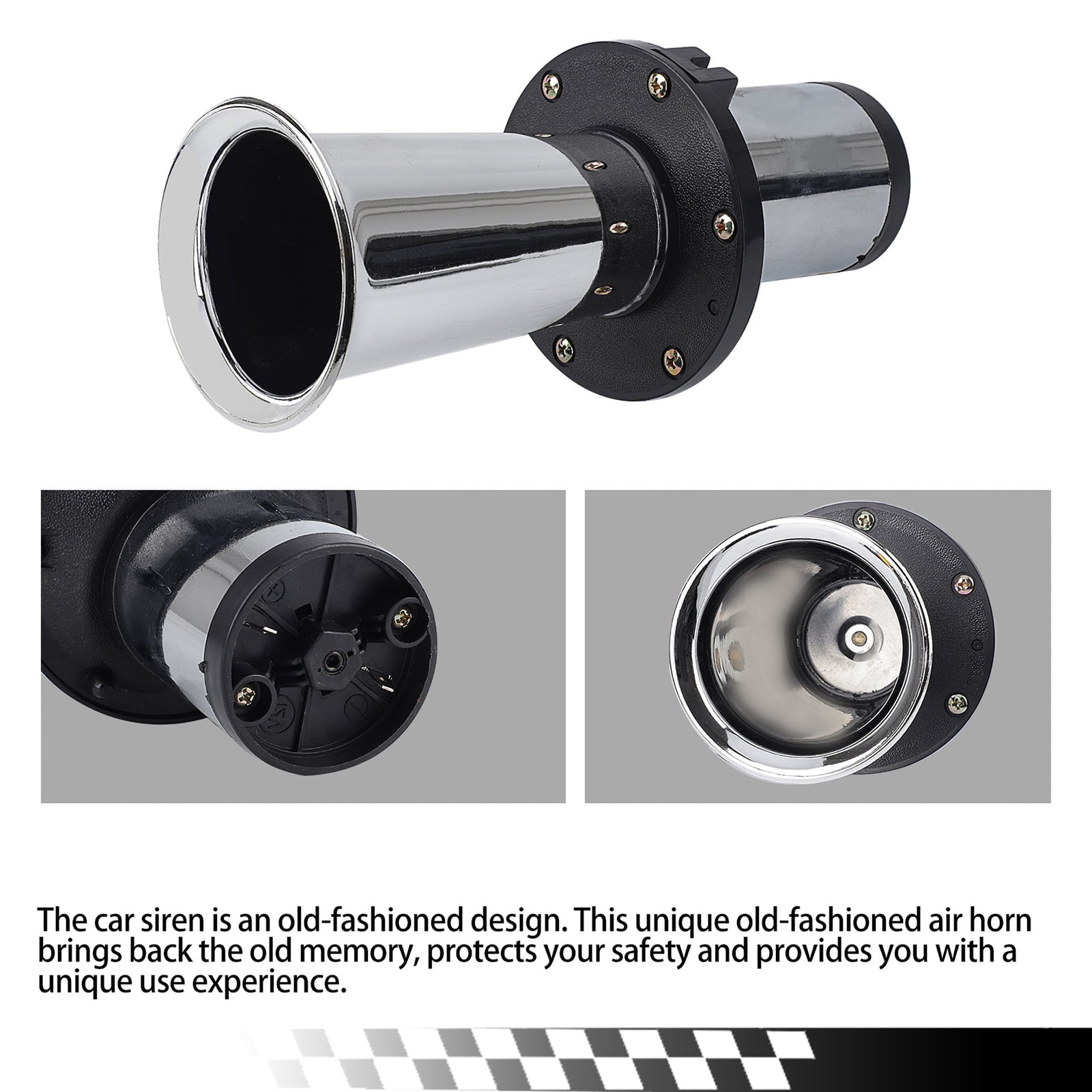 BIBABLYKE Horn Train Horn for Truck/Car Air Horn Chromes Plated Trumpet Super Loud 110dB for 12V Car Truck Motorbike Boats