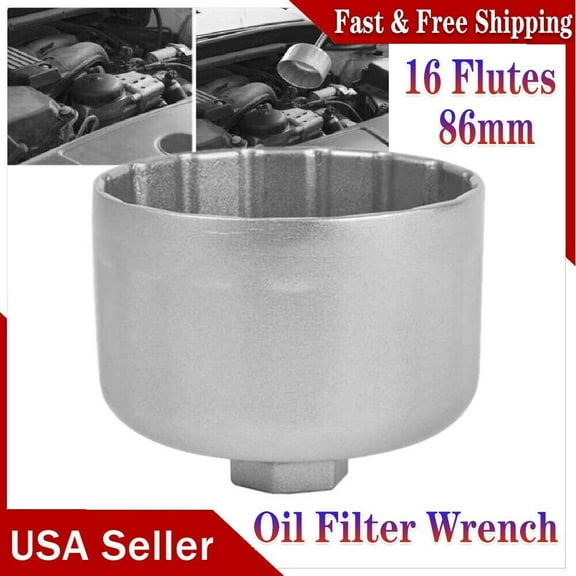 86mm 16 Flute Oil Filter Wrench Housing Cap (Silver) for Volvo C70 S40 S60 S70