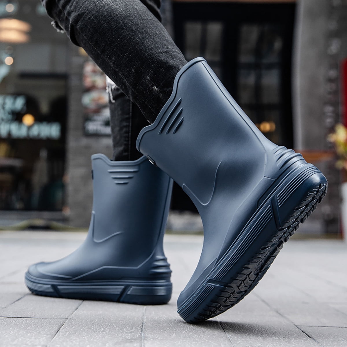 AUXDIQ Rain Shoes Men Mid-calf Boots Waterproof Rain Boots Outdoor Garden Shoes