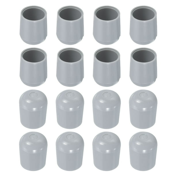 Protectores de patas de silla, 16 piezas de 3/4" - Tapas redondas de patas de silla de plástico, cubiertas antideslizantes para muebles (Gris)