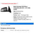 thumbnail image 2 of Right Passenger Side Mirror - Compatible with 2013 - 2017 GMC Acadia 2014 2015 2016, 2 of 2