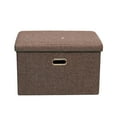 thumbnail image 2 of Almacenamiento plegable Otomano reposapiés taburete acolchado Asiento de juguete Asiento grande Rectángulo de gran capacidad de centro pequeña marrón BLESIY Otomana de almacenamiento plegable, 2 of 8