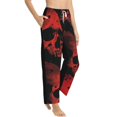 thumbnail image 6 of Salouo Red And Black Abstract Skull Print Women's Pajama Pants Casual Loose Sweatpants PJs Flowy Pants Drawstring Palazzo for Women Wide Leg Pants Lounge Pajama -Small, 6 of 8