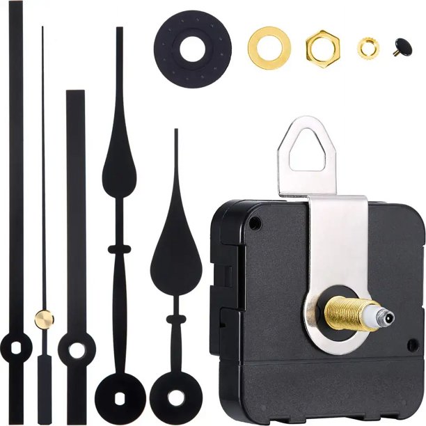Mecanismo de movimiento de reloj de pared DIY de cuarzo con movimiento de repuesto de reloj de eje largo con 2 pares de manecillas