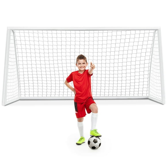 Topbuy 12FT x 6FT Soccer Goal Soccer Net with Strong PVC Frame Portable Soccer Training Equipment for Kids & Adults