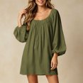 thumbnail image 6 of Sheghy Balloon Long Sleeve Round Neck Mini Dress Oversized Autumn Winter Everyday Wear Army Green M, 6 of 6