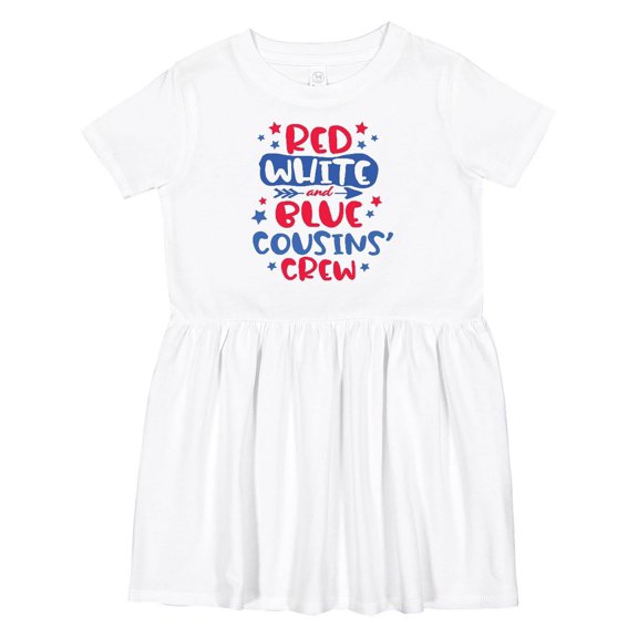Inktastic Cousins Crew Red White and Blue 4th of July Girls Toddler Dress