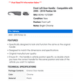 thumbnail image 2 of Front Left Door Handle - Compatible with 2005 - 2010 Pontiac G6 2006 2007 2008 2009, 2 of 2