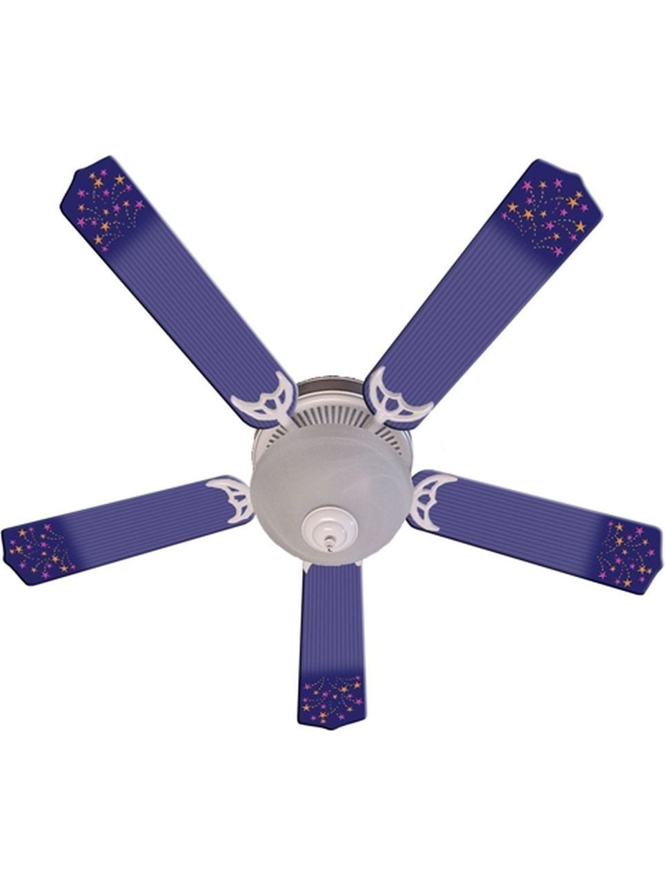Purple Shooting Stars Print Blades 52in Ceiling Fan Light Kit
