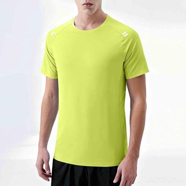 Ceisia Men's Slim Fit Short Sleeve Crew Neck Tee Solid Color Reflective Performance Sports Top Green XXL Gifts