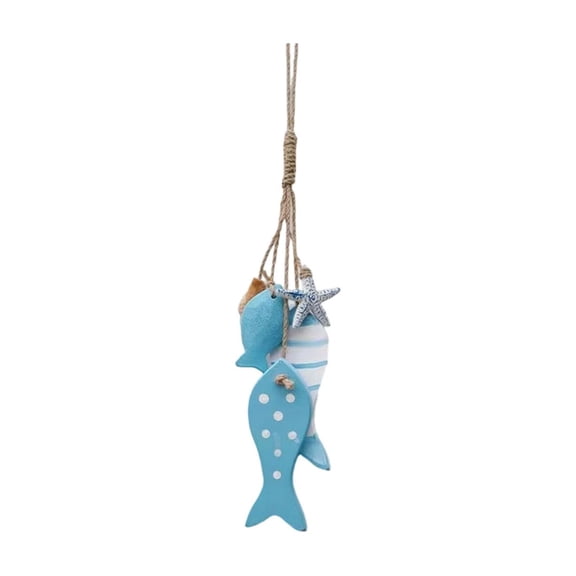Fish Decor Handmade Wooden Wall Hanging Ornament, Coastal Nautical Fish Sculpture for Home Bedroom Bathroom Beach House