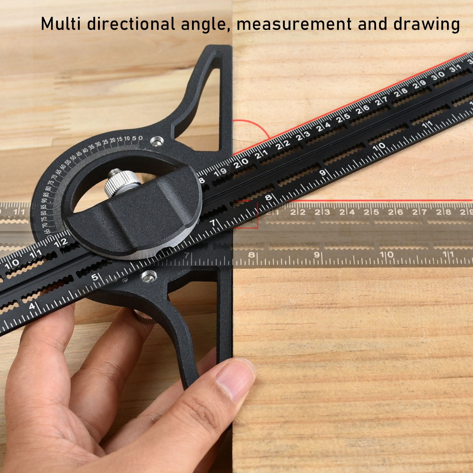 Nieyigj Combination Angle Ruler Multi Function Movable Woodworking Horizontal Universal Vernier Bevel Protractor 12 inches / 300mm Black