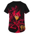thumbnail image 3 of Hazbin Hotel Más Tamaño Impreso Scrub Uniforme de Trabajo Tops Para las mujeres V-cuello de Navidad Imprimir Manga Corta Diversión Camisetas Ropa de trabajo Camiseta con bolsillos Rosa/L, 3 of 3