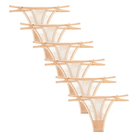 

Baywell G-String Thongs 6 Pieces for Women Sexy Lace Low Rise Underwear for Ladies No Show T-back Tanga Panties Skin S-XL