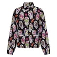 thumbnail image 5 of Jackets for Women Winter Coat Jackets Flannel Stand Collar Jacket(Sugar Skull Roses Designs,Size:S-4XL), 5 of 7