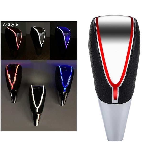 Pomo de cambio de marchas automático para coche de PVC, piezas decorativas de ajuste interior de lámpara LED, reemplazo fácil de utilizar - Borde de lámpara roja Borde de luz roja DYNWAVEMX Perilla de cambio de marchas