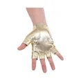 thumbnail image 3 of Guantes de cuero sintético estilo punk para hombre, de medio dedo, huecos, dorados, 3 of 5