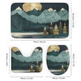 thumbnail image 3 of 4 Pcs Shower Curtain Sets Illustration of Mountains, Trees And Lake in The Moonlight Rug Toilet Lid Cover And Non-Slip U Shape Mat Mountain Landscape Boho Colorful Abstract Farmhouse Bathroom Set, 3 of 8