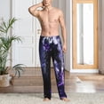 thumbnail image 4 of Mens Pajama Pants Bottoms with Pockets - Dark Knight Purple Aura Comfy Mens Pj Pants, Soft Men Lounge Pants, 4 of 5