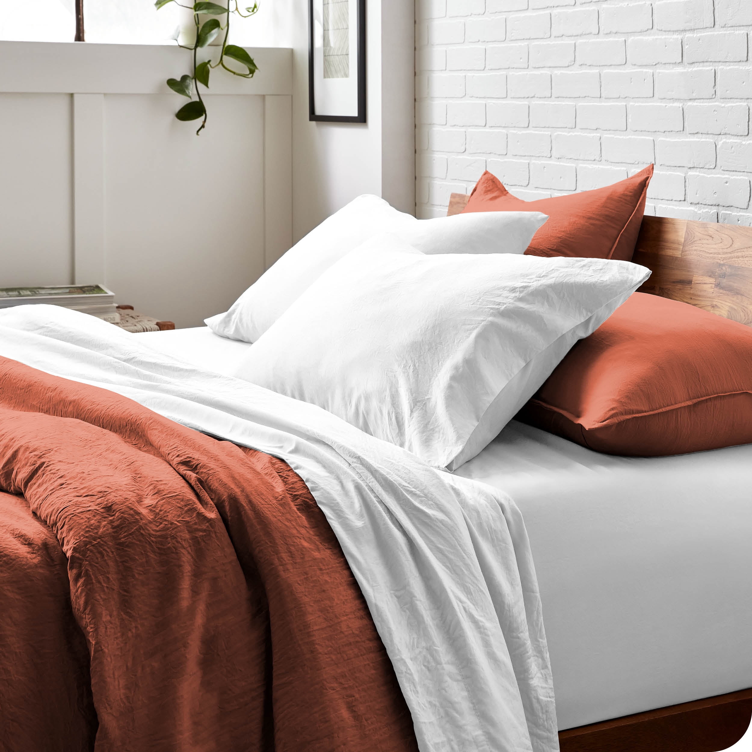 Bare Home Sandwash Microfiber Duvet Cover & Sham Set, Full, Dusty Rose, 3-Pieces