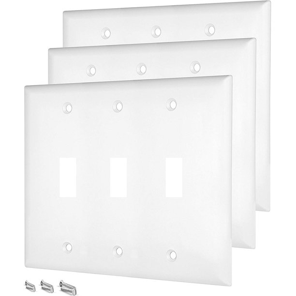 Pack of 3 Wall Plate Outlet Switch Covers by SleekLighting Decorative