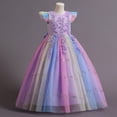 thumbnail image 3 of IDOPIP Girls Long Communion Princess Lace Dresses Flower Bridesmaid Pageant Party Wedding Floor Length Dance Evening Formal Gowns 11-12 Years Rainbow Purple, 3 of 7