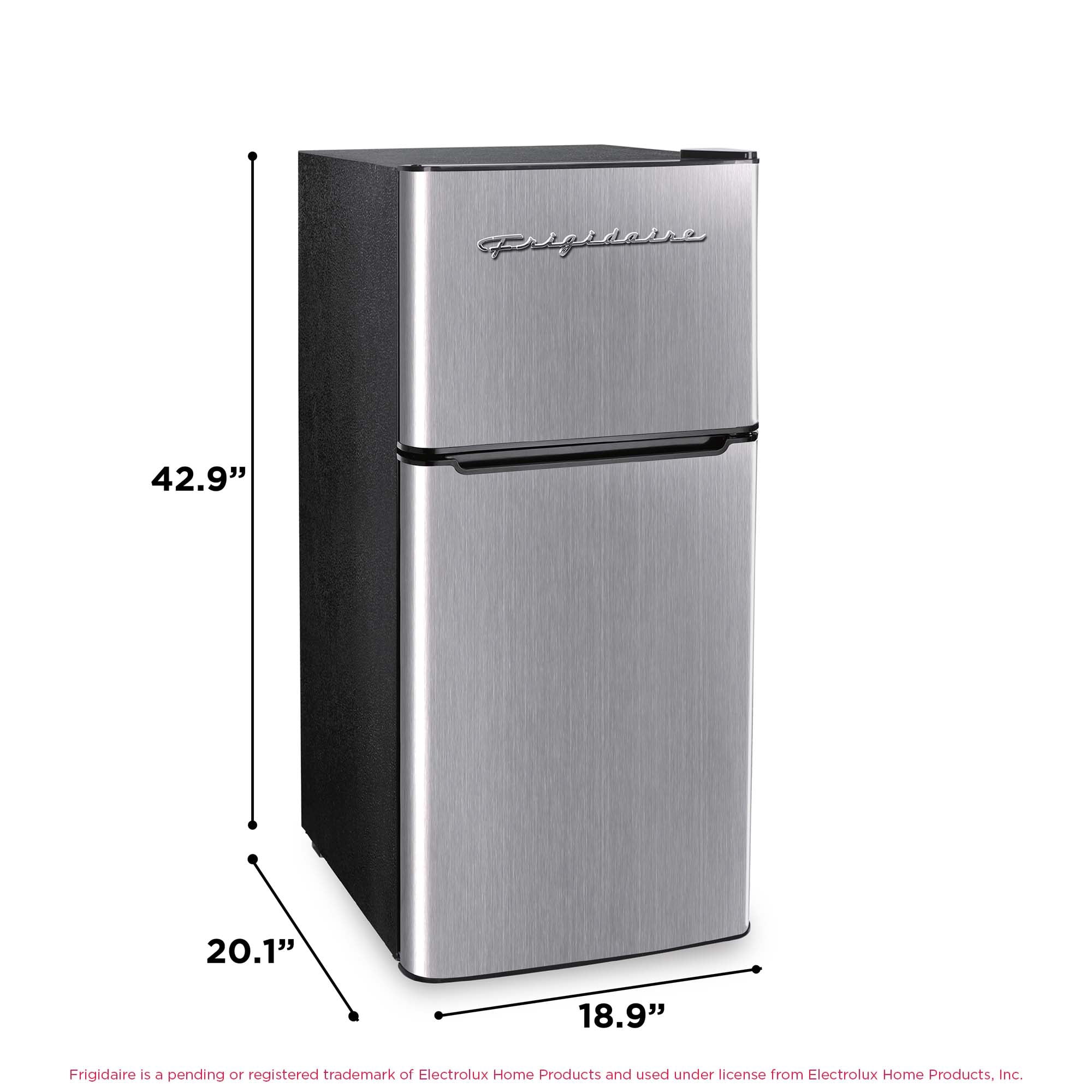 Frigidaire 4.5 Cu. ft. Compact Refrigerator with Freezer, 2-Door Mini Fridge for Apartment, Dorm, Office, Stainless Steel