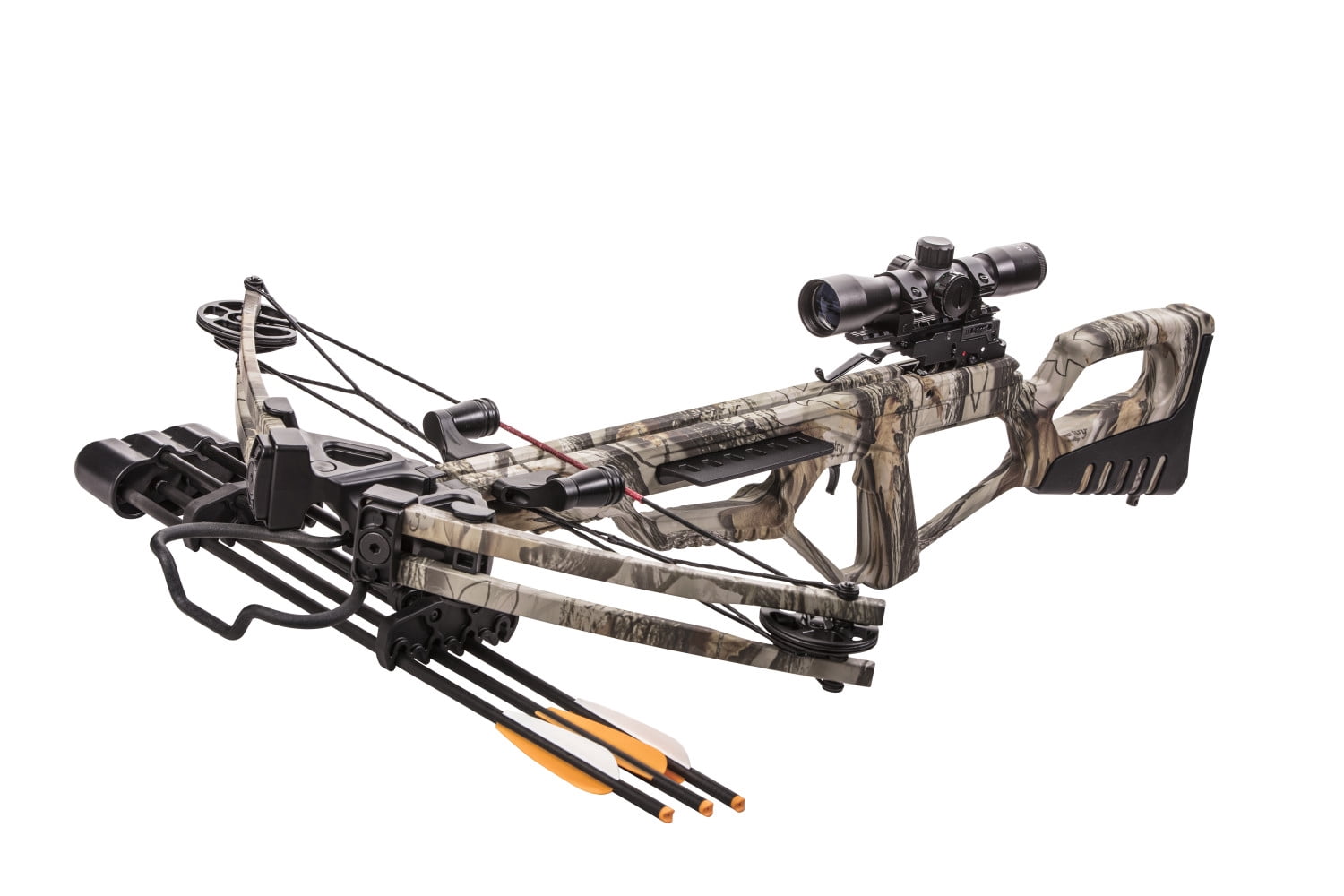 Bear X Kronicle Ready to Shoot Crossbow with Illuminated Scope, Quiver, Bolts, Cocking Rope, and Wax