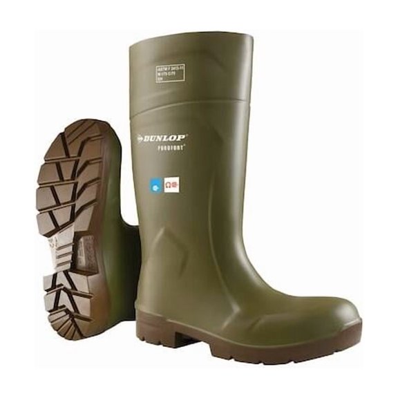 Dunlop Unisex Tall Rubber Boots, Steel Toe, Green, Men's 15, Women's 17 5183155