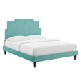 thumbnail image 2 of Modway Lindsey Performance Velvet Queen Platform Bed in Mint, 2 of 10