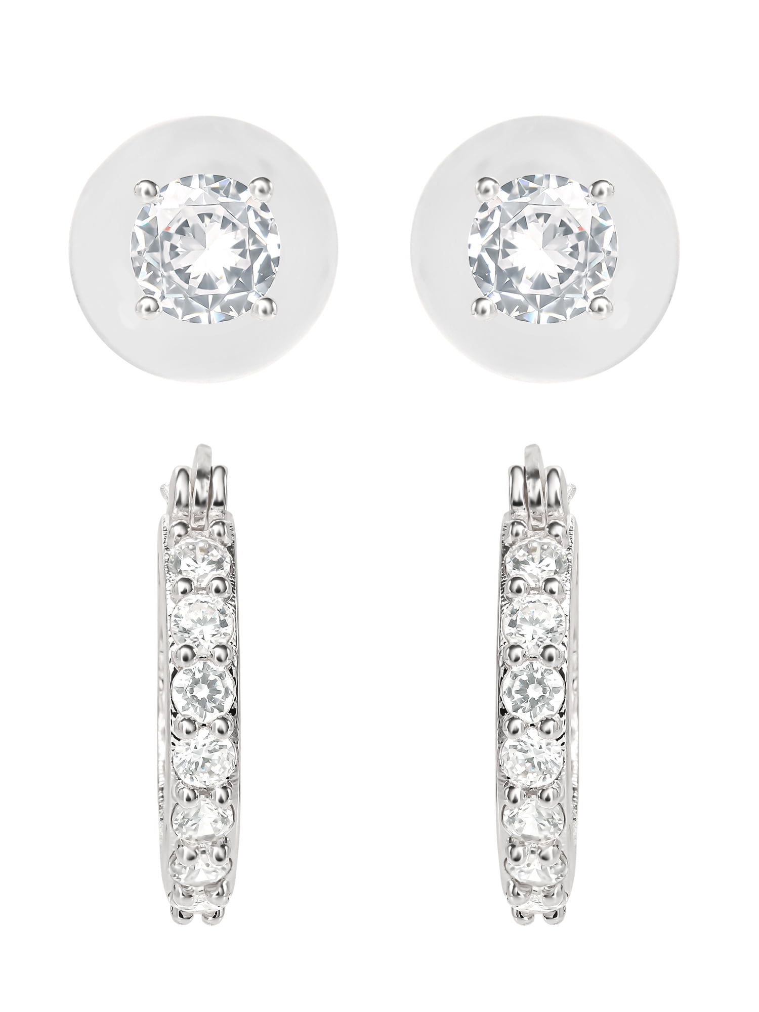 Daesar Stainless Steel Earrings Mens Womens Stud Earrings Love Heart White Cubic Zirconia Earring Silver