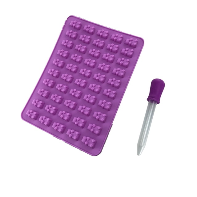 Molde de silicona de 50 piezas para gomitas de oso, molde para hielo, juego de dos piezas