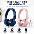 thumbnail image 2 of Pedoxline Kids Headphones 2 Pack for Boys Girls, Wired over Ear Headphones for School with Microphone, Foldable Stereo Wired Toddler Earphones 3.5mm Jack for School /PC/Mac/Tablet (Pink+Blue), 2 of 7