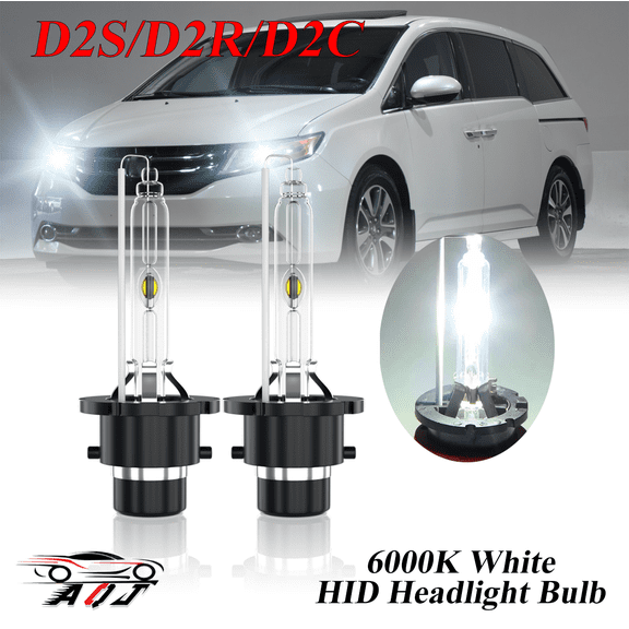 D2S HID Headlight Bulbs For Honda Odyssey 2011-2016, High/Low Beam 6000K Crystal White Xenon Bulbs (Pack of 2)