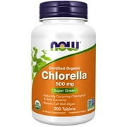 NOW Supplements, Organic Chlorella 500 mg with naturally occurring Chlorophyll, Beta-Carotene, mixed Carotenoids, Vitamin C, Iron and Protein, 200 Tablets
