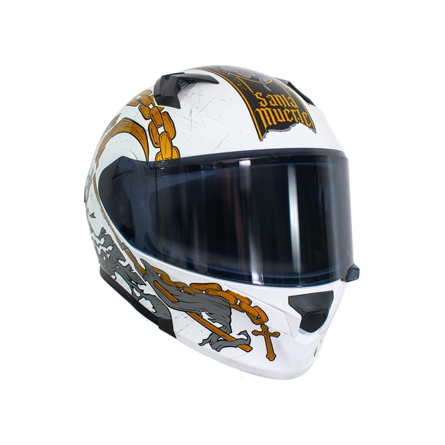 Casco Abatible Erok Santa Muerte Blanco Dot + Mica De Regalo