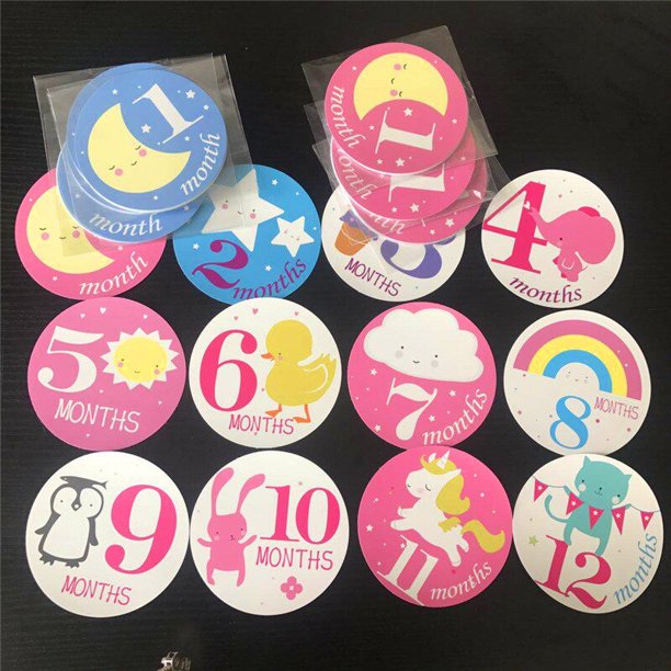 Pcs/set Pregnant Women Photography Monthly Stickers Fun Lovely Baby Cartoon Girls Boys Month 1-12 Picture Frame Decoration heqiyong LED