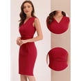 thumbnail image 4 of Vestido de tubo K para mujer, sin mangas, cuello en V, cinturón de oficina de negocios, vestidos de lápiz, 4 of 4