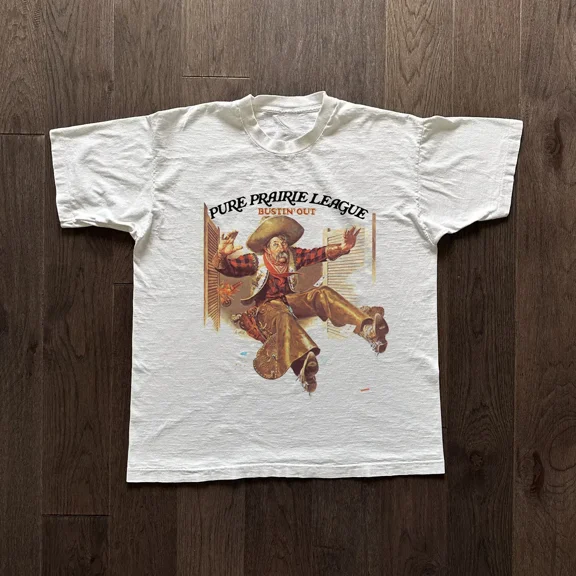 Pure Prairie League - Bustin' Out White Cotton T Shirt Full Size S-5XL