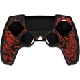 thumbnail image 2 of PlayVital Pure Series Dockable Model Anti-Slip Silicone Cover Skin for ps5 Controller, Soft Rubber Grip Case for ps5 Controller Fits with Charging Station with 6 Thumb Grip Caps - Samurai Prajna (Red), 2 of 7