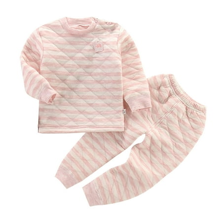 

Girl Outfits Size 6 Children s Warm Stripe Underwear Set Clip Cotton New Baby Warm Thickening Plus Cotton Undercoat Winter Children s Clothing Cute Clothes For Girls Pink 18-24 Months